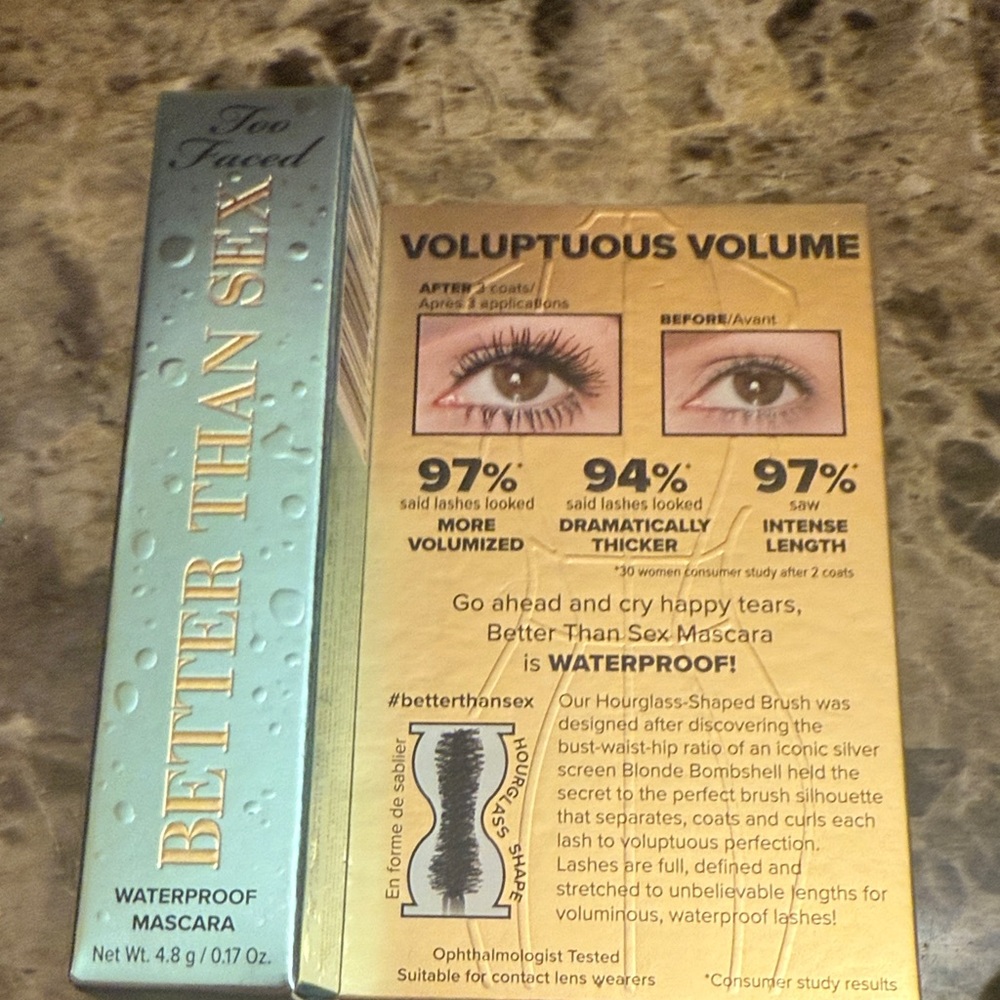 NWT Too Faced Better Than Sex Waterproof Mascara in Black Deluxe